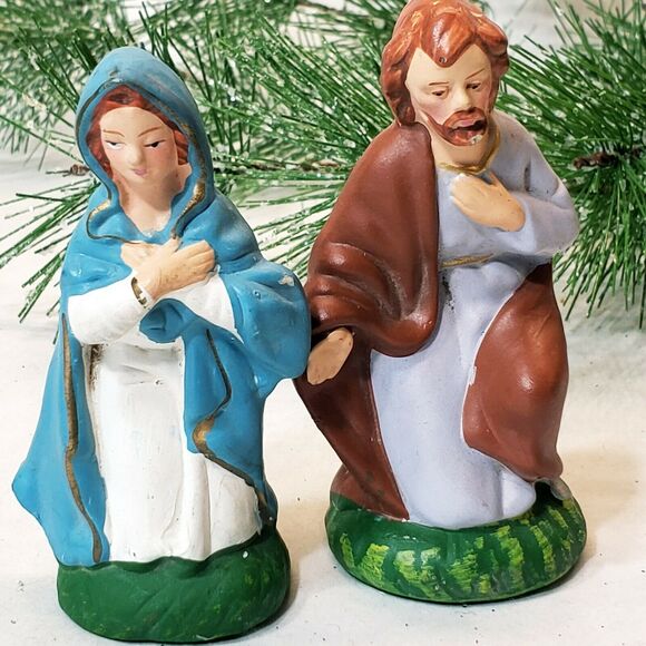 Vintage NATIVITY Manger Creche Figures Paper Mache Composite Joseph Mary Japan - Picture 6 of 9